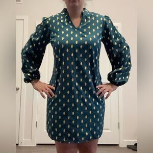 SHEIN Teal Dress with gold Dots